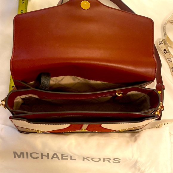 Michael Kors Bag Shoulder Crossbody Cognac Brown Leather & Suede - Picture 12 of 16
